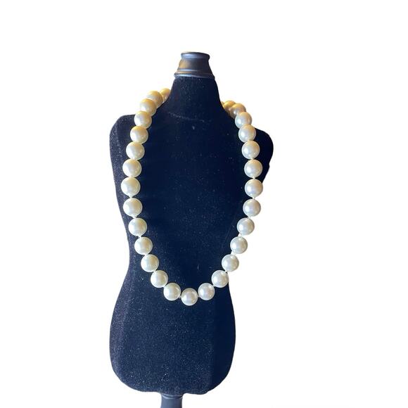 Cream Faux Pearl Necklace Vintage George Choker Retro 15-18 "Classic Glam READ - Picture 4 of 7